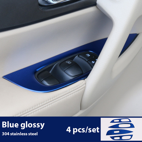 Accesorios de coche mejorados para x-trail t32 rogue 2014-2022 Interior ventana botón panel de control cubierta de ajuste de diseño de coche ► Foto 1/6