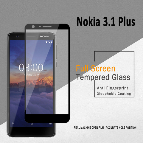 Pegamento total templado 3D para Nokia 3,1 Plus, cubierta completa, 9H, Protector de pantalla de película para Nokia 3,1 Plus X3 ► Foto 1/4
