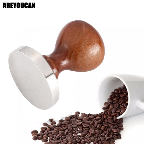 Prensa de café Nespresso de acero inoxidable de 58mm, mango de madera, martillo, accesorios de café al por mayor ► Foto 1/6
