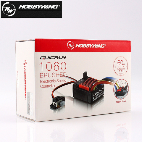 HobbyWing-controlador electrónico de velocidad para coche de control remoto, controlador electrónico de velocidad Original HobbyWing QuicRun 1060 60A ESC para coche de control remoto 1:10, resistente al agua, 1 Uds. ► Foto 1/6