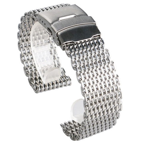 18mm, 20mm, 22mm, 24mm de acero inoxidable de lujo de malla de la banda de reloj de moda relojes de plata reemplazo de alta calidad de la correa de muñeca ► Foto 1/5
