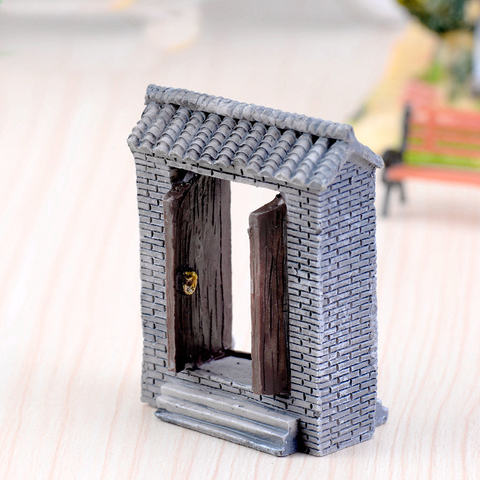 Chino antiguo de pared de puerta miniaturas de resina microadornos para paisajismo Retro figuras Mini antigua puerta de la ciudad de Casa de muñeca DIY ► Foto 1/6