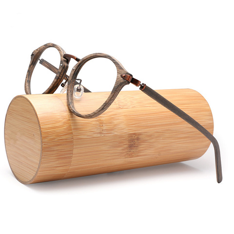 Marcos para anteojos de prescripción de acetato para hombres y mujeres, montura de gafas ópticas de grano de madera con lente transparente con estuche BTBC06 ► Foto 1/6
