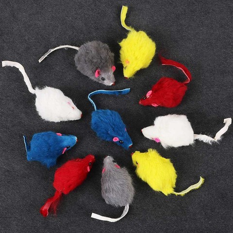 10 unids/set conejo de piel falsa ratón juguetes para mascotas gato Mini divertido juguetes para gatos gatito accesorios para mascotas ► Foto 1/6