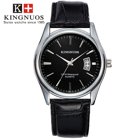 Hodinky-Reloj de pulsera de cuero para hombre, mejores marcas, de lujo, de negocios, con fecha, de cuarzo ► Foto 1/6