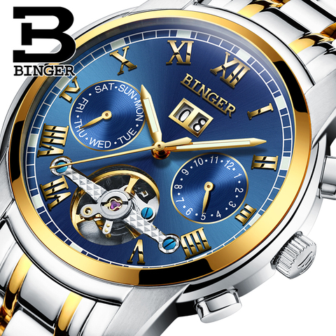 2022 Suiza reloj mecánico de los hombres zafiro Binger de marca de lujo relojes impermeables hombre muñeca zafiro reloj Masculino ► Foto 1/6