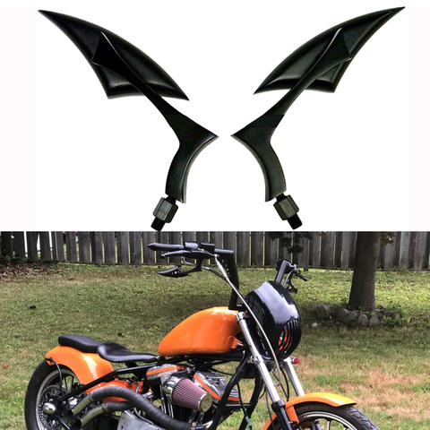 Espejos laterales de hoja de lanza negra, espejos de aluminio personalizados triangulares de motocicleta de 8MM y 10MM para Harley Cruiser Chopper ► Foto 1/6