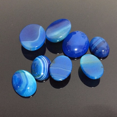 Cuentas sin agujeros para hacer joyas, cabujones de piedras de ágata a rayas azules naturales, cuentas de gemas, DIY para anillos colgantes, 8/18x25mm, 13x1 ► Foto 1/6