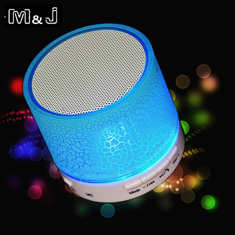 M & J-minialtavoz inalámbrico LED con Bluetooth, altavoz portátil TF USB, caja de sonido de música, Subwoofer, para teléfono, PC, con micrófono ► Foto 1/6
