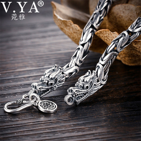 V YA Plata de Ley 925 auténtica pulsera de dragón para los hombres Vintage pulseras heavy pulseras Homme de joyería de plata ► Foto 1/5