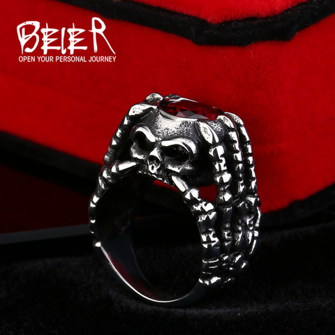 Beier-Barco de caída al por mayor para hombre, joyería de acero inoxidable 316L, garra Punk gótica, Thingking, anillos de esqueleto LLBR8-278R, talla de EE. UU. ► Foto 1/5