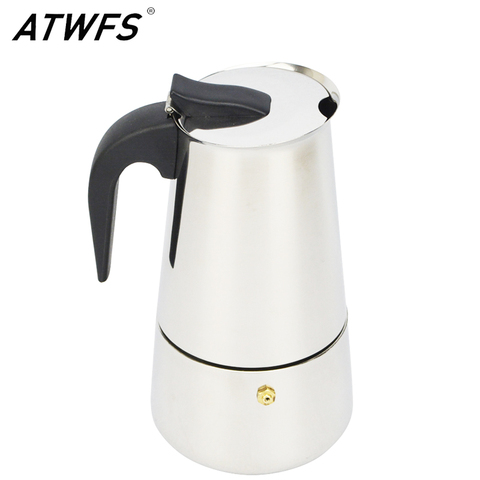 ATWFS-cafetera de acero inoxidable de alta calidad, 4/6/9 tazas, Moka Pot, Espresso, Latte, percolador, placa encimera, Espresso ► Foto 1/6