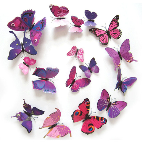 Imán de mariposa 3D DIY, 12 Uds., pegatina de pared de mariposa en la pared, decoración para el hogar, decoración para el hogar, decoración de boda ► Foto 1/6