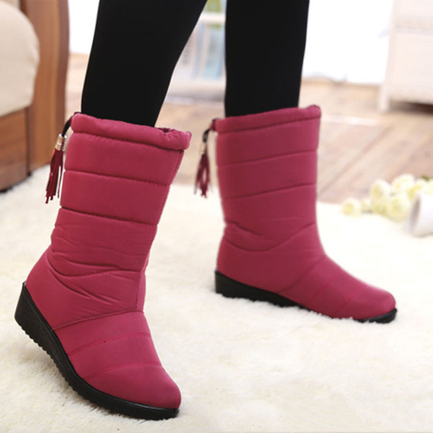 Zapatos de piel cálida botas de plataforma para Mujer, botas de nieve de moda, botas de Invierno para Mujer, calzado para la nieve, zapatos Botines de Invierno para Mujer ► Foto 1/6