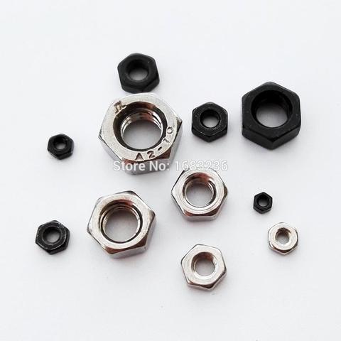 50 Uds 304 de acero inoxidable negro de la clase 8,8 de acero rosca métrica Hexagonal de cabeza Hexagonal tuerca completa para tornillo M1.4 M1.6 M2 M2.5 M3 M4 M5M6 ► Foto 1/6