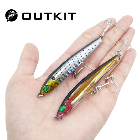 OUTKIT 2022 emoción palillo pesca señuelo 80mm/9g hundiendo lápiz Longcast Shad Minnow 3D ojos artificiales carnada bajo Pike Minnow ► Foto 1/6