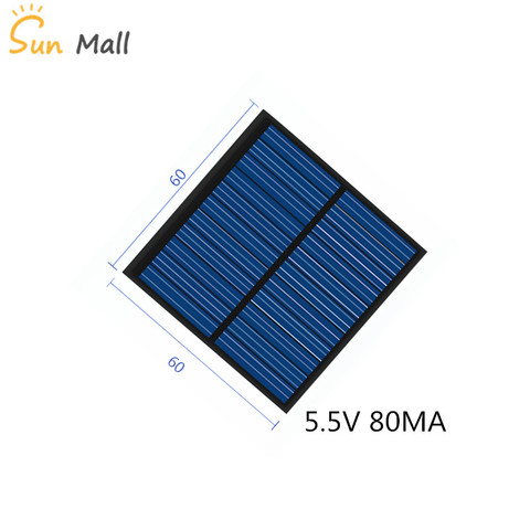 Mini Panel Solar de silicio policristalino, placa de energía de batería móvil de 5,5 V, 80MA para carga de 3,7 V ► Foto 1/1