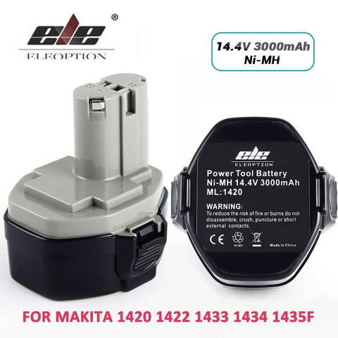 Eleopción 14,4 V 3000MAH batería para MAKITA batería de 14,4 V 3.0AH 1420, 1422, 1433, 1434 1435F 193158-3 de herramienta de poder de Ni-MH ► Foto 1/6