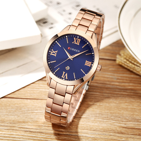 CURREN-Reloj de lujo de marcas famosas para mujer, pulsera de diseño de oro, relojes de pulsera para mujer, relojes Relogio Femininos 9007 ► Foto 1/1