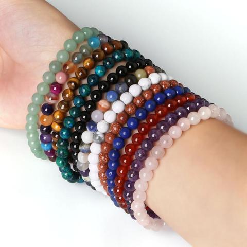 Pulsera de piedra Natural de 6MM para hombre y mujer, pulseras elásticas de Yoga con cuentas de Agat turquesas y ojo de Tigre, de alta calidad ► Foto 1/6