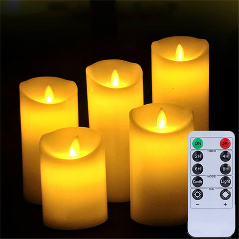 Luces de vela electrónicas LED simulación remota llama parpadeante lámparas de vela decoración del hogar regalos de iluminación sin llama ► Foto 1/6