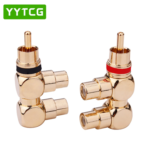 YYTCG 2 uds 1pc rojo + 1pc chapados en oro RCA enchufe 1 macho a 2 hembra rca AV divisor de video y Audio cable adaptador de cable de conector jack ► Foto 1/6