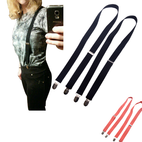 Tirantes sin cruz para hombre y mujer, pantalones con 4 clips, ajustables, color negro, 2,5 cm ► Foto 1/6