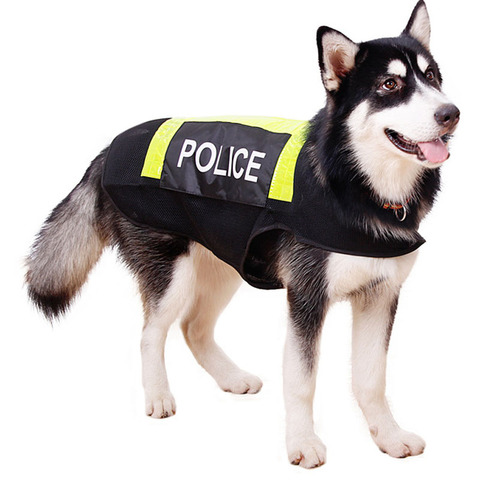 Chaleco reflectante para perros, ropa de policía para perro de trabajo, tela de malla transpirable, estilo patrulla para Bulldog dorado Husky ► Foto 1/6