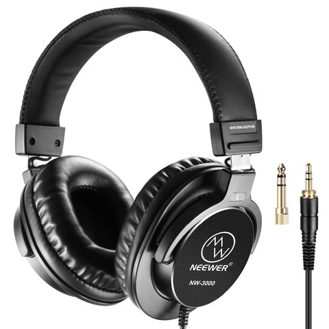 Neewer auriculares de estudio cerrados 10Hz-26kHz auriculares dinámicos 3 metros Cable 3,5mm + 6,5mm enchufes para grabación de música ► Foto 1/6