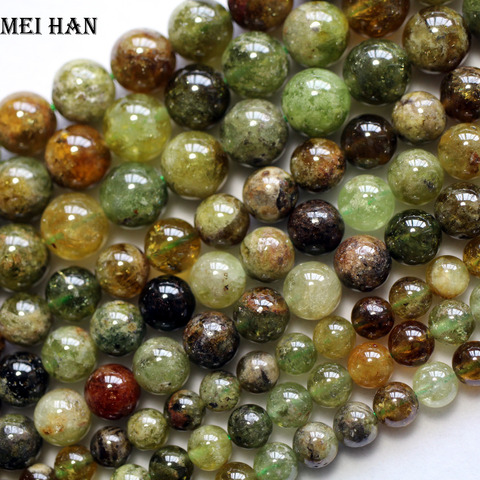 Meihan-Cuentas redondas lisas para joyería DIY, abalorios naturales de 6mm, color verde granate, para diseño de joyería, envío gratis (64 cuentas/hilo) ► Foto 1/3