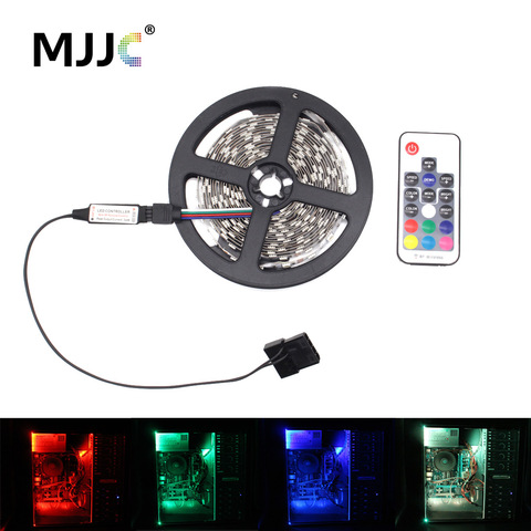 Tira de luces LED para caja de ordenador Tira de luces LED RGB de 12V, 1M, 2M, SMD 5050, RF, inalámbrico, mando a distancia, interfaz grande de 4 pines, funda de PC, Tira de luces LED ► Foto 1/1