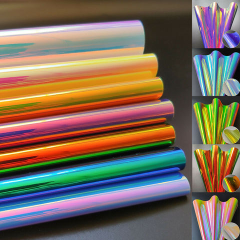 Arco Iris holográfico iridiscente, Tela de cuero de imitación, lazos de pelo láser, fabricación de pendientes, Material artesanal, espesor de 0,9mm ► Foto 1/6