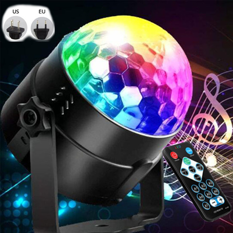 Bola de discoteca giratoria activada por sonido, luces de Fiesta de DJ, 3W, 3LED, RGB, luces de escenario LED, para Navidad, boda, fiesta ► Foto 1/6