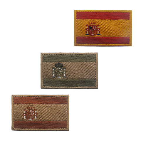 Bordado de parches de insignias de España, emblema del ejército militar, 8cm, accesorio de gancho y bucle táctico, bandera nacional de los Estados ► Foto 1/1