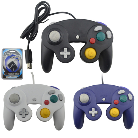 Para N GC gamepad un botón de control de juego con cable con tarjeta de memoria de 8 MB para GameCube para GC para Wii la consola ► Foto 1/6