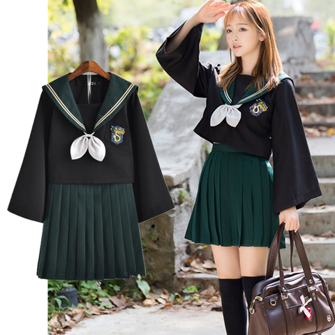 HP Slytherin-disfraces de Cosplay para niñas y mujeres, conjunto de falda de uniforme Lolita Sailor JK ► Foto 1/6