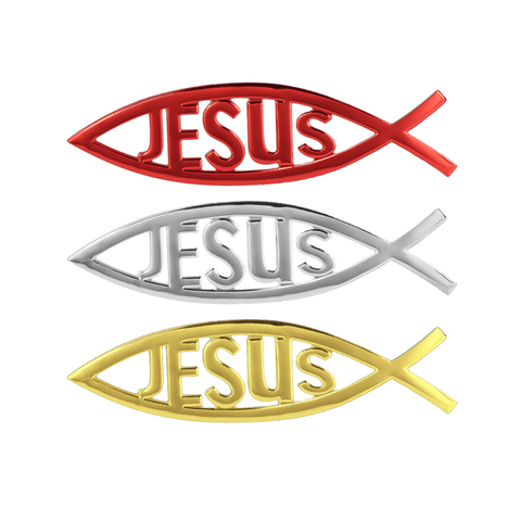 Pegatina con Logo de pez Jesús para coche, pegatina con emblema para coche, pegatina decorativa Universal 3D para coche y camión ► Foto 1/6