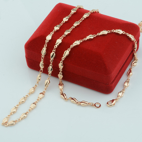 1 Set 4mm Rosa planta mujer niñas regalo 585 Rosa oro Color conjunto joyería pulsera collar (NO rojo caja) ► Foto 1/4