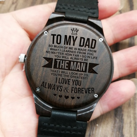 A mi padre-¿cuánto realmente te importa de hijo o hija de grabado reloj de madera reloj de los hombres personalizado reloj regalos Día del Padre ► Foto 1/6