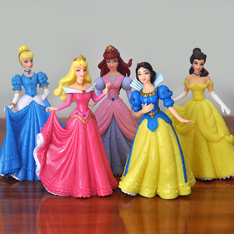 5 unids/lote Disney princesa Blancanieves Belle dormir belleza princesa muñeca decoración figuras de acción Juguetes ► Foto 1/4