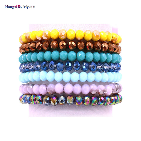 Pulsera de cristal de 6mm hecha a mano con cuentas para mujer, pulsera de moda de calidad de 19 colores, cuentas de cristal, pulsera, joyería de amistad ► Foto 1/6