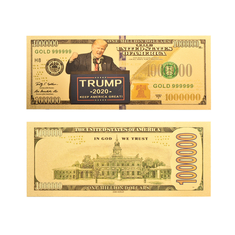 WR Gold-billetes falsos chapados en oro para la campaña del Presidente de EE. UU., Donald Trump, regalos de negocios de colección de 1 millones, 2022 ► Foto 1/6