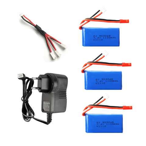 3 uds para Wltoys A949 A959 A969 A979 K929 LiPo batería 7,4 V 1100mah 903048 25c Lipo batería para coches y barcos por radiocontrol Drone ► Foto 1/4