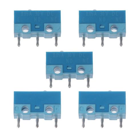 HUANO-Micro interruptor de aleación de plata con carcasa azul y puntos blancos, Original, ratón 0.74N, 20 millones de contactos de por vida, 5 uds. ► Foto 1/6