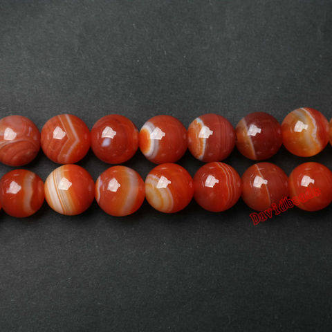 Piedra Natural roja raya naranja, cuentas sueltas redondas Agat, 4, 6, 8, 10, 12MM, tamaño a elegir ► Foto 1/3