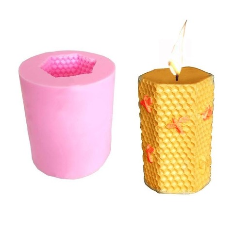 Moldes de vela de silicona para nido de abeja 3D, para fabricación de velas, forma de vela, Fondant, molde para hornear, herramienta de decoración flan ► Foto 1/6