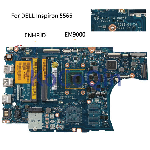 KoCoQin ordenador portátil placa madre para DELL Inspiron 5565 15 5567 E2-9000 EM9000 0NHPJD CN-0NHPJD BAL23 LA-D804P placa base ► Foto 1/6