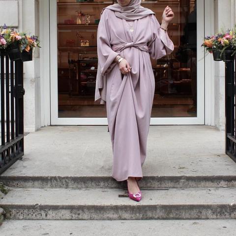 Vestido musulmán de dos piezas para mujer, túnica de longitud completa musulmana de moda turca de Dubái, caftán musulmán para el servicio de adoración de abaya, Muslim Fashion, modelo wq1276 ► Foto 1/6