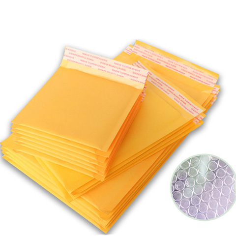Sobre amarillo con burbuja para correo, sobres de papel Kraft, sobres acolchados, Mini archivador para oficina, 11x13 y 15x18cm, 5 uds. ► Foto 1/1