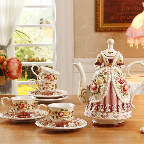 Creativo belleza falda juego de tazas de café regalos de boda belleza princesa vestido precioso juego de té de cerámica de té de la tarde, regalo ► Foto 1/6
